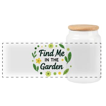 Find Me In The Garden for nature lovers - Panoramic Cookie Jar with Wooden Lid - white - Front