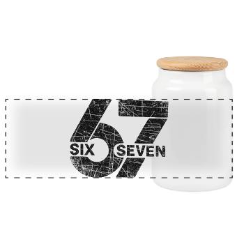67 Six Seven - Panoramic Cookie Jar with Wooden Lid - white - Front