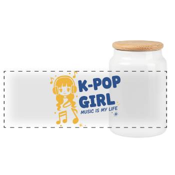 La musique de filles K-Pop est ma vie Musique pop coréenne mignonne - Boîte à biscuits avec couvercle en bois - blanc - Devant