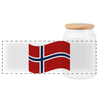 Norway flag - Panoramic Cookie Jar with Wooden Lid - white - Front