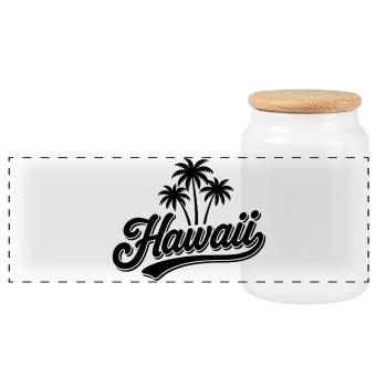 Ambiances d’été hawaïenne avec palmiers et mer - Boîte à biscuits avec couvercle en bois - blanc - Devant