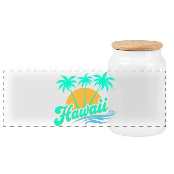 Hawaii Summer Vibes with Palm Trees and Sea - Panoramic Cookie Jar with Wooden Lid - white - Front