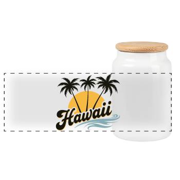 Ambiances d’été hawaïenne avec palmiers et mer - Boîte à biscuits avec couvercle en bois - blanc - Devant