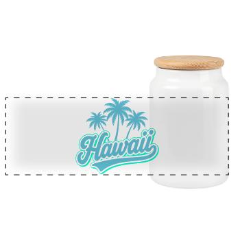 Ambiances d’été hawaïenne avec palmiers et mer - Boîte à biscuits avec couvercle en bois - blanc - Devant