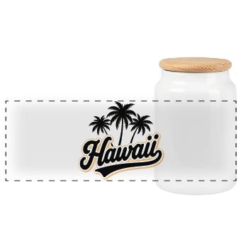 Ambiances d’été hawaïenne avec palmiers et mer - Boîte à biscuits avec couvercle en bois - blanc - Devant
