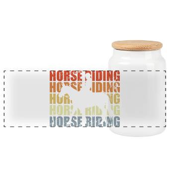 Horse Riding Vintage Look - Panoramic Cookie Jar with Wooden Lid - white - Front