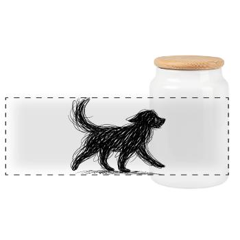 Dark griffin silhouette with wings - Panoramic Cookie Jar with Wooden Lid - white - Front