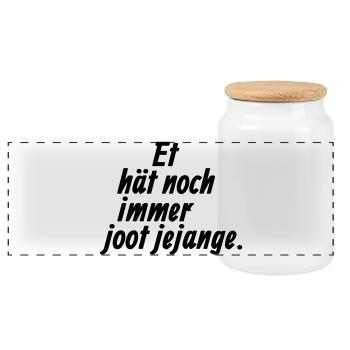 Et hat noch immer joot jejange - Kölsche §3 - Panorama Keksdose mit Holzdeckel - Weiß - Vorne