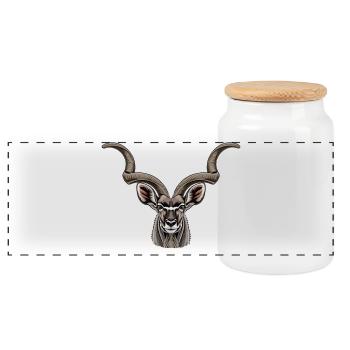 Kudu antelope - Panoramic Cookie Jar with Wooden Lid - white - Front
