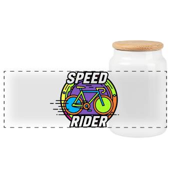Motif vélo de route Speed Rider Couleurs néon - Boîte à biscuits avec couvercle en bois - blanc - Devant