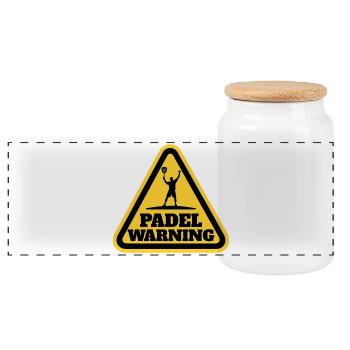 Padel Warning Sign Warning Sportsman - Panoramic Cookie Jar with Wooden Lid - white - Front