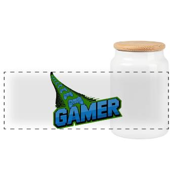  Gamer Controller Motiv Für Zocker Und Retro - Panorama Keksdose mit Holzdeckel - Weiß - Vorne