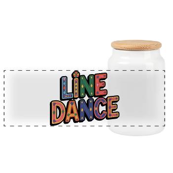 Line Dance Schriftzug für Tänzer & Country Fan - Panorama Keksdose mit Holzdeckel - Weiß - Vorne
