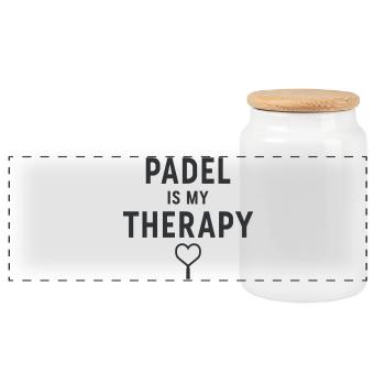 Padel is my Therapy Athlete Passion Style - Panoramic Cookie Jar with Wooden Lid - white - Front