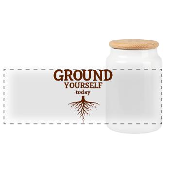Ground Yourself today Nature Mindfulness Look - Panoramic Cookie Jar with Wooden Lid - white - Front