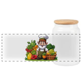 Chef at Gemüseparadies - Panoramic Cookie Jar with Wooden Lid - white - Front