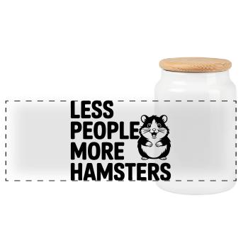 Hamster lustiger Spruch: Less People - More Hamste - Panorama Keksdose mit Holzdeckel - Weiß - Vorne