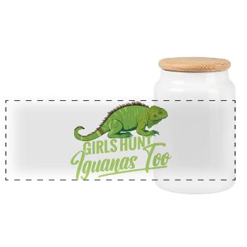 Femmes chasseuses d’iguanes, chasseuse de reptiles, lézards - Boîte à biscuits avec couvercle en bois - blanc - Devant