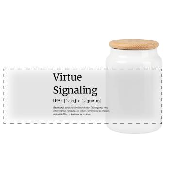 Virtue_Signaling - Panoramic Cookie Jar with Wooden Lid - white - Front