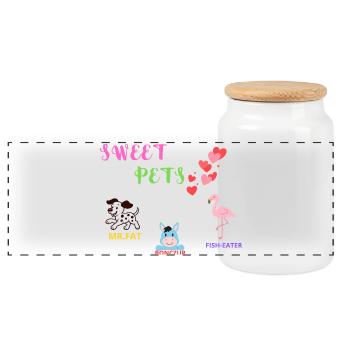 Sweet Pets – Kids Animal Friends - Panorama Keksdose mit Holzdeckel - Weiß - Vorne