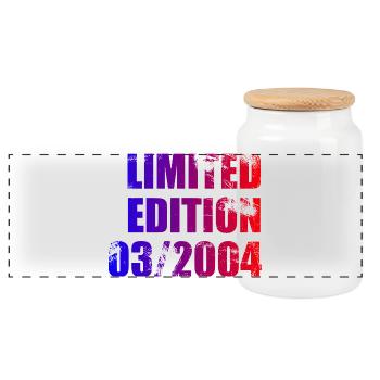 22nd Birthday Limited Edition 03/2004 - Panoramic Cookie Jar with Wooden Lid - white - Front