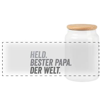 Husband Best Dad Father's Day Funny - Panoramic Cookie Jar with Wooden Lid - white - Front