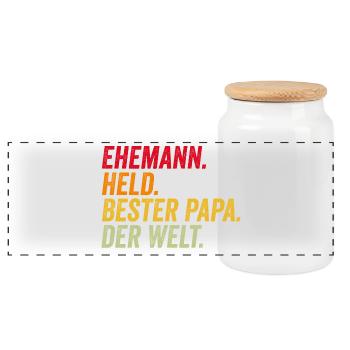 Ehemann Bester Papa Vatertag lustig - Panorama Keksdose mit Holzdeckel - Weiß - Vorne