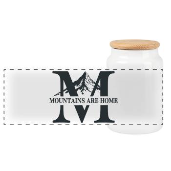 Les montagnes sont le foyer Montagnes Randonnée Nature en plein air - Boîte à biscuits avec couvercle en bois - blanc - Devant