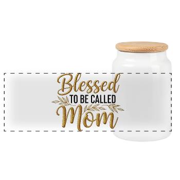 Cadeau de maman heureuse d’être maman - Boîte à biscuits avec couvercle en bois - blanc - Devant
