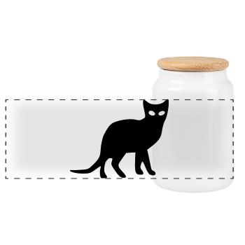 Chat Black Silhouette Cadeau Chat Amateur de Chat - Boîte à biscuits avec couvercle en bois - blanc - Devant
