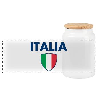 Italien Wappen - Italy - Italia - Panorama Keksdose mit Holzdeckel - Weiß - Vorne