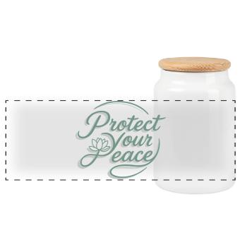 Protect Your Peace Lotus Flower Yoga Spirit - Panoramic Cookie Jar with Wooden Lid - white - Front