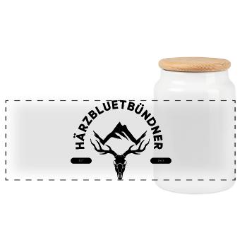 Härzbluetbündner - Panoramic Cookie Jar with Wooden Lid - white - Front