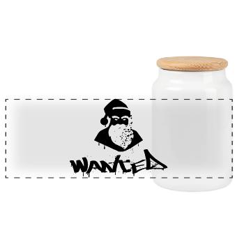 Wanted Père Noël – Noël Urbain et Rebelle - Boîte à biscuits avec couvercle en bois - blanc - Devant