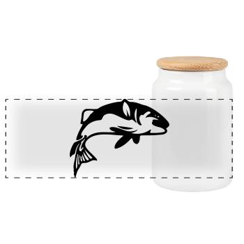 Fisch Angeln Angler Fischen - Panorama Keksdose mit Holzdeckel - Weiß - Vorne
