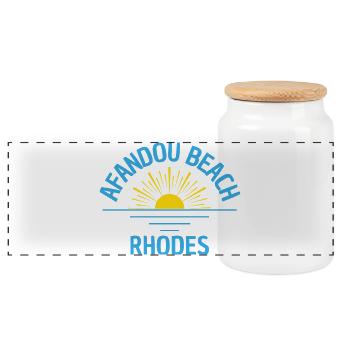 Afandou Beach Rhodes Sonnenaufgang - Panorama Keksdose mit Holzdeckel - Weiß - Vorne