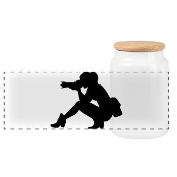 Fotografin Photographer - Panoramic Cookie Jar with Wooden Lid - white - Front