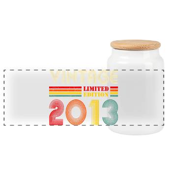 13 Year Old Gifts Vintage 2013 13th Birthday - Panorama Keksdose mit Holzdeckel - Weiß - Vorne