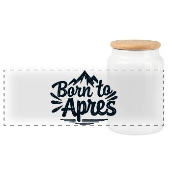 Né de la fête des sports d’hiver Après Ski Mountains - Boîte à biscuits avec couvercle en bois - blanc - Devant