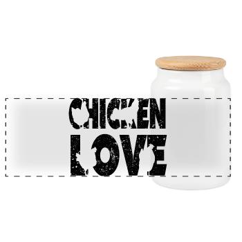 Fans de poulet - Coq - Coq - Poulet fleur - Bio - Boîte à biscuits avec couvercle en bois - blanc - Devant