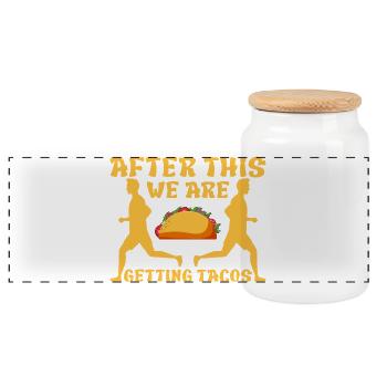 Marathon Runner After We Getting Tacos Running - Panoramic Cookie Jar with Wooden Lid - white - Front
