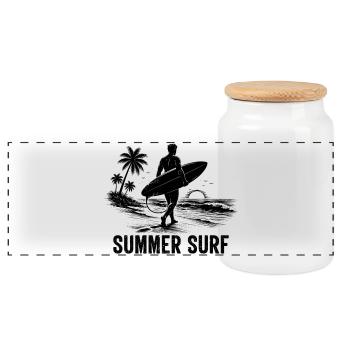 Enjoy the Summer Summer Surf In Blue Paradise - Panorama Keksdose mit Holzdeckel - Weiß - Vorne