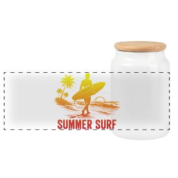 Enjoy the Summer Summer Surf In Blue Paradise - Panorama Keksdose mit Holzdeckel - Weiß - Vorne