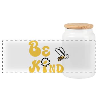 Be Kind! - Panoramic Cookie Jar with Wooden Lid - white - Front