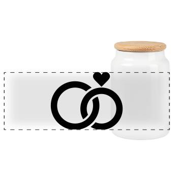 Wedding, Engagement, Wedding Celebration - Panoramic Cookie Jar with Wooden Lid - white - Front