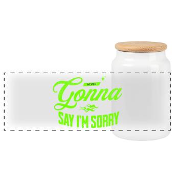 Never going to Say I'm Sorry - Panoramic Cookie Jar with Wooden Lid - white - Front