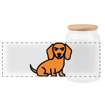 Dackel Hund Braun Comic - Panorama Keksdose mit Holzdeckel - Weiß - Vorne