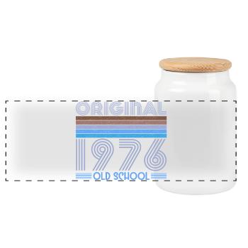 ORIGINAL 1976 OLD SCHOOL 50th Birthday - Panoramic Cookie Jar with Wooden Lid - white - Front
