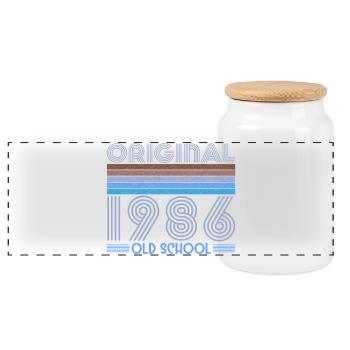 ORIGINAL 1986 OLD SCHOOL 40th Birthday - Panoramic Cookie Jar with Wooden Lid - white - Front