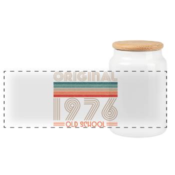 ORIGINAL 1976 OLD SCHOOL 50th Birthday - Panoramic Cookie Jar with Wooden Lid - white - Front